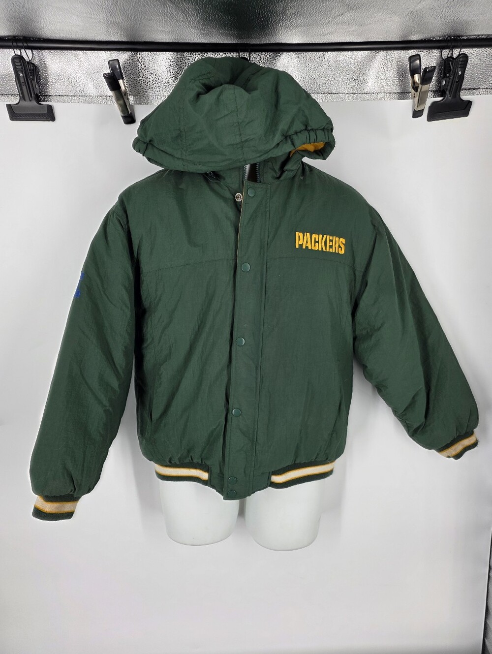Vintage Reebok Green Bay Packers Heavyweight Hooded Winter Jacket Youth XL 18-20